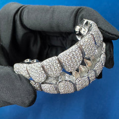 VVS Lab Grown 10KT White Gold 10 Teeth Draping and 10 Teeth Grills Set