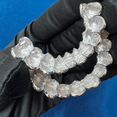 VVS Lab Grown 10KT White Gold 10 Teeth Draping and 10 Teeth Grills Set