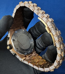 Men's Diamond Wrist Watch, Luxury Bust Down Lab Grown Diamond Watch