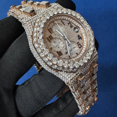 Men's Diamond Wrist Watch, Luxury Bust Down Lab Grown Diamond Watch
