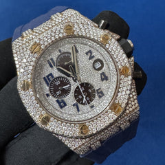 Luxury Iced-Out Lab Diamond Men's Silicon band Timepiece