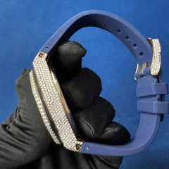 Luxury Iced-Out Lab Diamond Men's Silicon band Timepiece