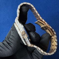 Invisible Baguette Diamond Studded Iced Out Skeleton Automatic Watch For Men