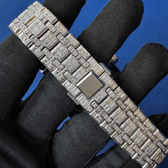 Baguette Diamond Watch Moissanite Studded Iced Out Automatic Watch