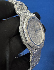 Baguette Diamond Watch Moissanite Studded Iced Out Automatic Watch