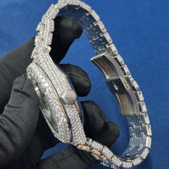 Iced out VVS lab Diamond Arabic Dial Bust Down Hip Hop Watch