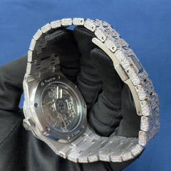 Iced out VVS CVD Diamond Arabic Dial Bust Down Hip Hop Watch