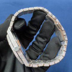 Iced out VVS CVD Diamond Arabic Dial Bust Down Hip Hop Watch