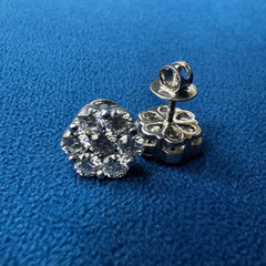 Round Lab Grown Diamond Engagement Stud Earrings ,Flower Style Bridal Earrings