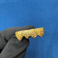 14KT Yellow Gold Princess Cut Teeth Plain Gold Grillz Set