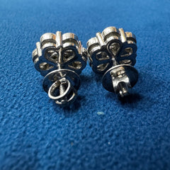 Round Lab Grown Diamond Engagement Stud Earrings ,Flower Style Bridal Earrings