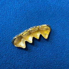 14KT Yellow Gold Princess Cut Teeth Plain Gold Grillz Set