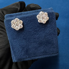 Round Lab Grown Diamond Engagement Stud Earrings ,Flower Style Bridal Earrings