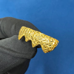 14KT Yellow Gold Princess Cut Teeth Plain Gold Grillz Set