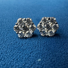 Round Lab Grown Diamond Engagement Stud Earrings ,Flower Style Bridal Earrings