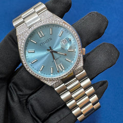 Customized Sky Dial Lab Diamond Citizen Watch For Unisex