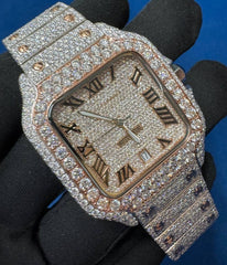 Fully Icedout VVS Lab Diamond Two tone Bussdown Watch For Men