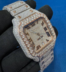 Fully Icedout VVS Lab Diamond Two tone Bussdown Watch For Men