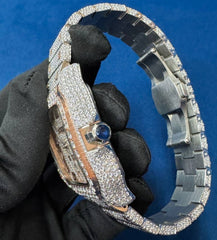 Fully Icedout VVS Lab Diamond Two tone Bussdown Watch For Men