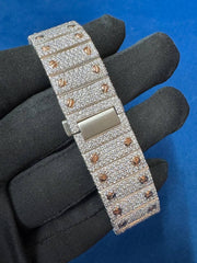 Fully Icedout VVS Lab Diamond Two tone Bussdown Watch For Men