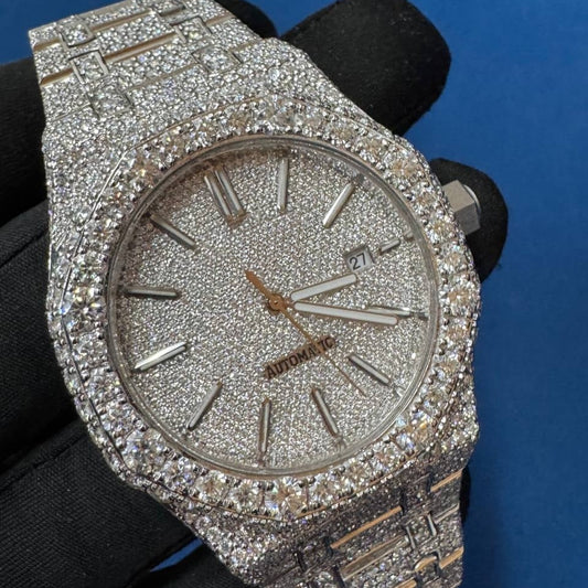 Iced out VVS CVD Diamond 41mm Hip Hop Watch for Men