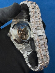 Iced out VVS lab Diamond Arabic Dial Two tone Hip hop Watch