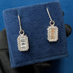 Cluster Lab Grown Wedding Earrings ,Long Drop Diamond Statement Earrings