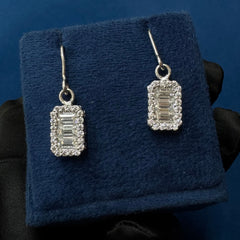 Cluster Lab Grown Wedding Earrings ,Long Drop Diamond Statement Earrings