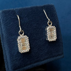 Cluster Lab Grown Wedding Earrings ,Long Drop Diamond Statement Earrings