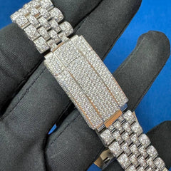 Iced out VVS Moissanite Diamond Roman Dial Bust Down Watch