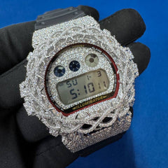 Custom Iced-Out DW-6900 Style Watch with VVS1 Moissanite , Hip-Hop Bustdown Unisex Watch