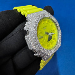 Custom Iced Watch with VVS Diamonds , Digital Hip Hop Timepiece , Handmade Men’s Watch