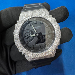VVS1 D Moissanite Iced-Out Watch ,G-Shock Custom GA-2100 Bustdown Mechanical Timepiece