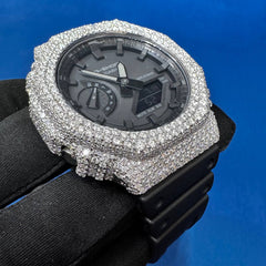 VVS1 D Moissanite Iced-Out Watch ,G-Shock Custom GA-2100 Bustdown Mechanical Timepiece