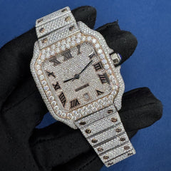 Moissanite Studded Diamond Automatic Movement Watch For Men