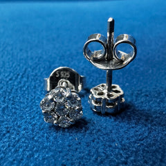 925 Sterling Silver Round Lab Grown Diamond Engagement Stud Earrings