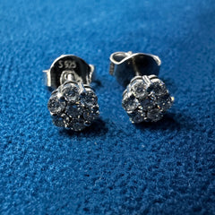 925 Sterling Silver Round Lab Grown Diamond Engagement Stud Earrings