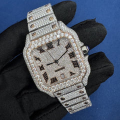 Moissanite Studded Diamond Automatic Movement Watch For Men