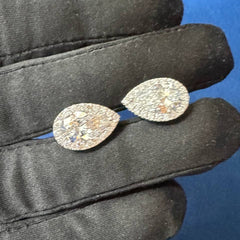 2.57Ct Each Pear Cut Halo Lab Grown Diamond Engagement Stud Earrings