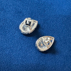 2.57Ct Each Pear Cut Halo Lab Grown Diamond Engagement Stud Earrings