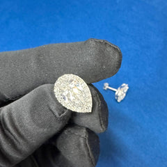 2.57Ct Each Pear Cut Halo Lab Grown Diamond Engagement Stud Earrings