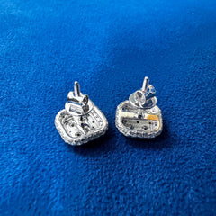 Halo Diamond Screw Back Earrings,EF-VS Lab Diamond Bridal Earrings,Eco Friendly Diamond Earrings