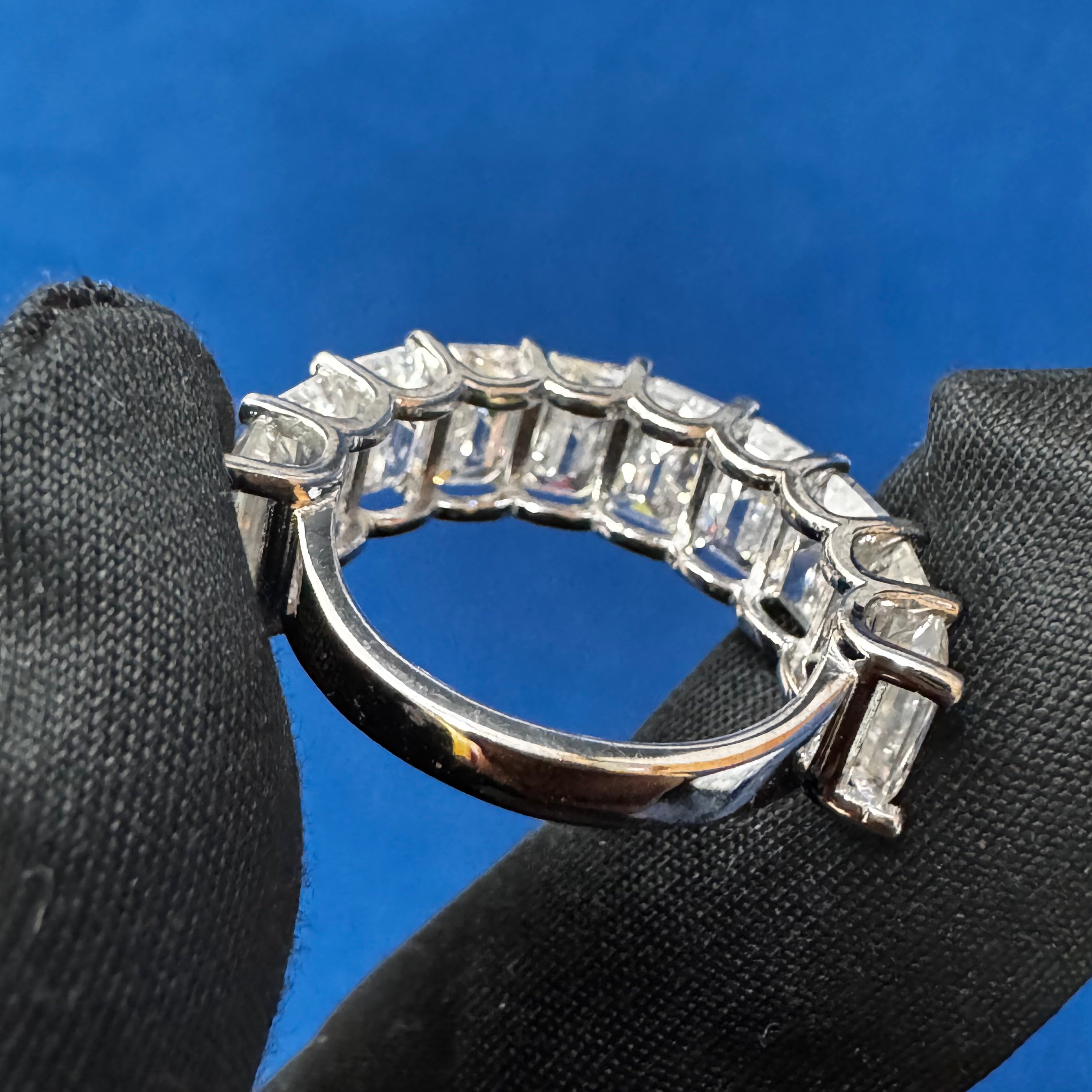 5CT Emerald Cut VVS lab Diamond Half Eternity wedding Band