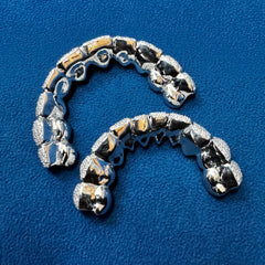 VVS Lab Grown 10KT White Gold 10 Teeth Draping and 10 Teeth Grills Set