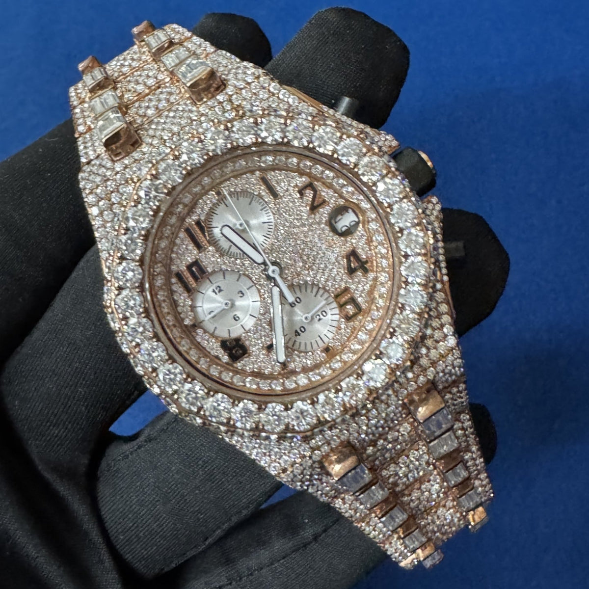 Men's Diamond Wrist Watch, Luxury Bust Down Lab Grown Diamond Watch