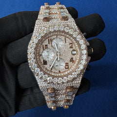 Men's Diamond Wrist Watch, Luxury Bust Down Lab Grown Diamond Watch