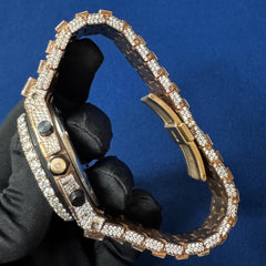 Men's Diamond Wrist Watch, Luxury Bust Down Lab Grown Diamond Watch