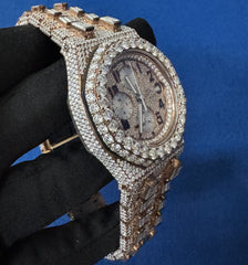 Men's Diamond Wrist Watch, Luxury Bust Down Lab Grown Diamond Watch