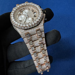 Men's Diamond Wrist Watch, Luxury Bust Down Lab Grown Diamond Watch