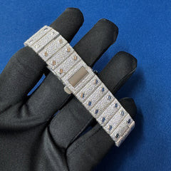 Iced Out VVS Lab Diamond Arabic Dial Men's Bust Down Wrist watch